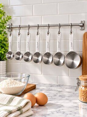 Smithcraft Measuring Cups Set of 7 18/8 Stainless Steel Kitchen Baking NIB
